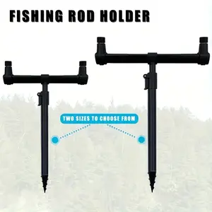 European Fishing Rod Holder, Dual Rod Design Ground Plug Adjustable Quick Release Fish Pole Stand, Easy Setup Stable Support for Anglers