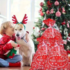 4 Large Gift Bags with Tie Closure, 39x51 Cm Holiday Decor, Durable Plastic, Christmas Wedding Birthday, Candy Snack Party Gifts