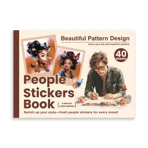 Beautiful People Pattern Sticker Book, Self Adhesive Stickers, 40 Sheets Decorative Stickers Book, DIY Decorative Sticker for Stationery, Laptop, Water Bottle, Phone Case