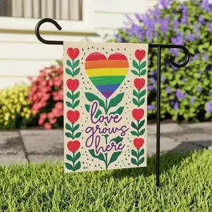Love Grows Here Garden flag, pride, rainbow flag, lgbtq pride, pride home decor, pride banner, pride month, garden, lgbtq flags, home decorGarden Flag
