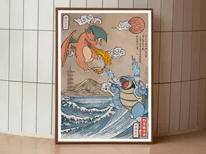 Charizard vs Blastoise Wall Poster