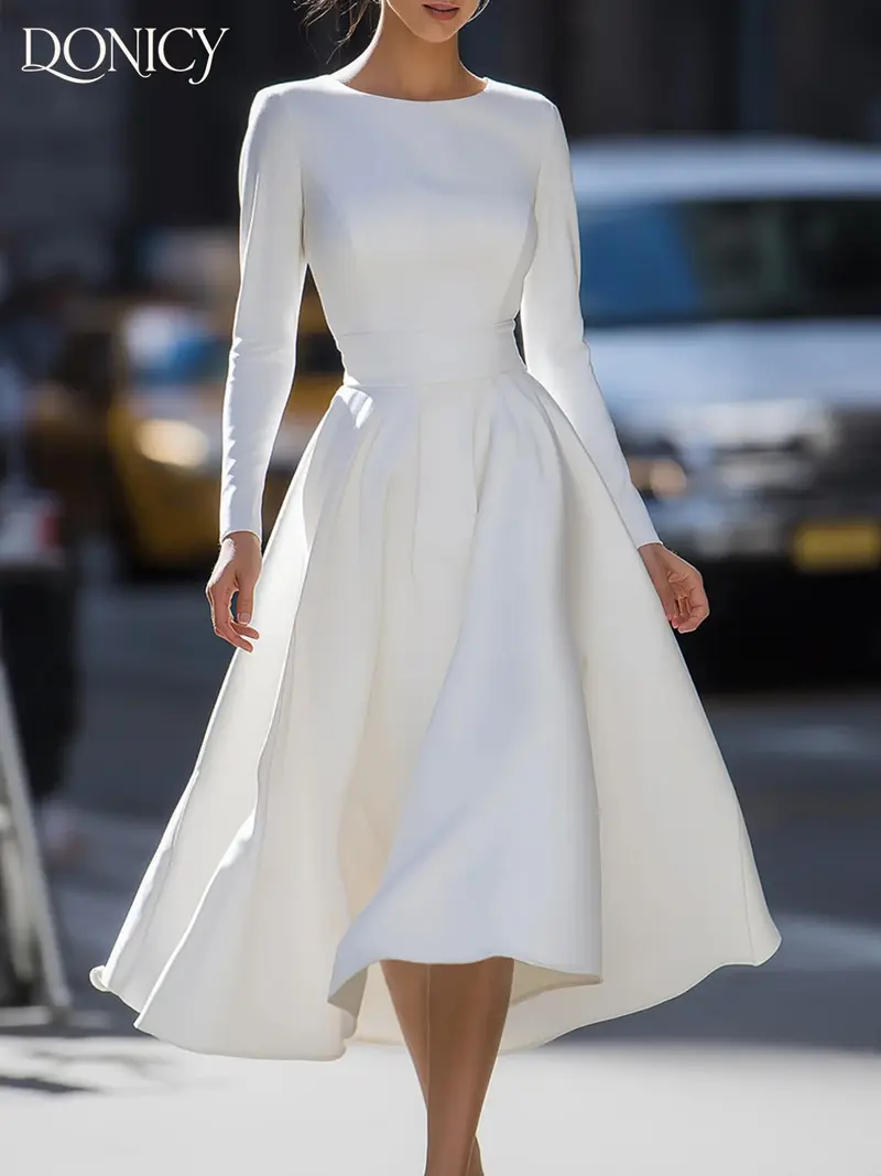 long sleeve white midi dress - TikTok Shop