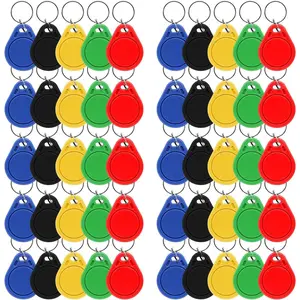50 PCS ID 125KHz RFID Writable Rewritable T5577 Key Fob Tag for RFID Writer Hotel Key Black Blue Red Green Yellow