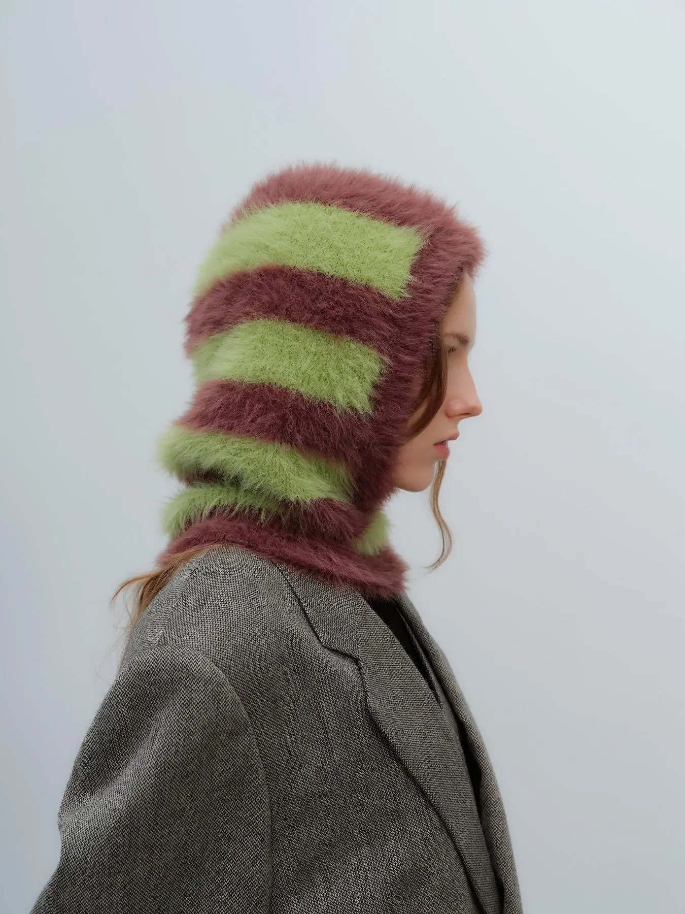 Unisex Striped Pattern Faux Fur Lined Balaclava Hat, Casual Windproof Warm Knit Hat for Fall & Winter, Fashion Accessories for Outdoor Commuting, Balaclava Mask, Balaclava Hood, Balaclava Headwear