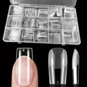Semi-matte Short Square Fake Nail Tips, 330pcs/set Mixed Size Press on Nail, Removable Diy Nails Nail Art Artificial Full Cover for Women & Girls, Nail Tips Kit