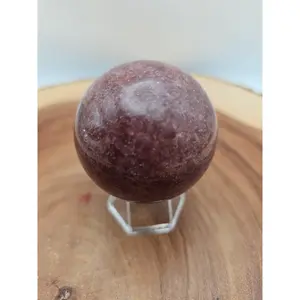 Strawberry Quartz Crystal Sphere, 55mm Vibrant Polished Stone for Meditation, Natural Gemstone Home Ornament and Office Decor