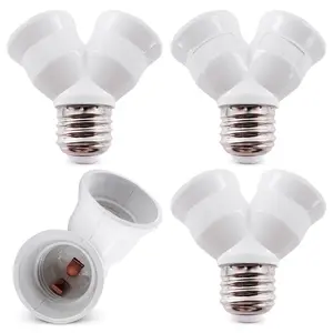 4Pcs Twin Light Bulb Splitter - CFL Double Light Socket Splitter Adapter, Dual E27 and E26 Lightbulb Outlet Holder for LED, Halogen & CFL Lamp - US Dual Lightbulb Socket Adapter with Ease Installation