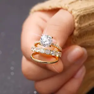 3 PCS Stackable Engagement Rings Set Cubic Zirconia Vintage Jewelry Anniversary Promise Ring Elegant Stackable Design for Special Occasions
