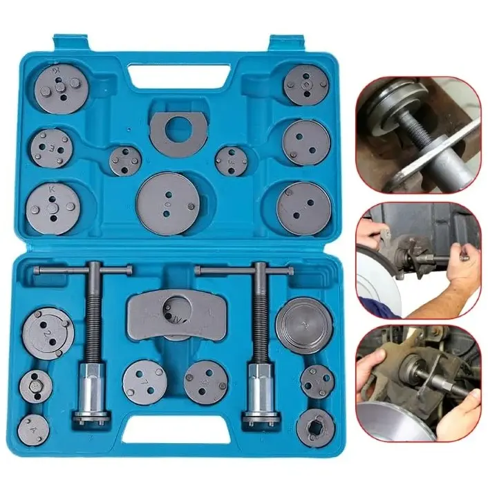 22pcs Brake Caliper Tool, Heavy Duty Disc Brake Caliper Tool Set, Wind Back Kit for Brake Pad Replacement, Master Disc Brake Caliper Tool Kit Fits Most American, European Makes/Models (Blue)