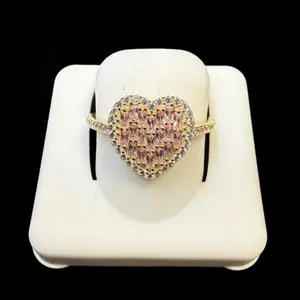 Ali Jewelers 10 Karat Gold Heart Nugget 3-Piece Jewelry Set - Ring, Bracelet, Earrings, Pink, Everyday Date Gift for Her