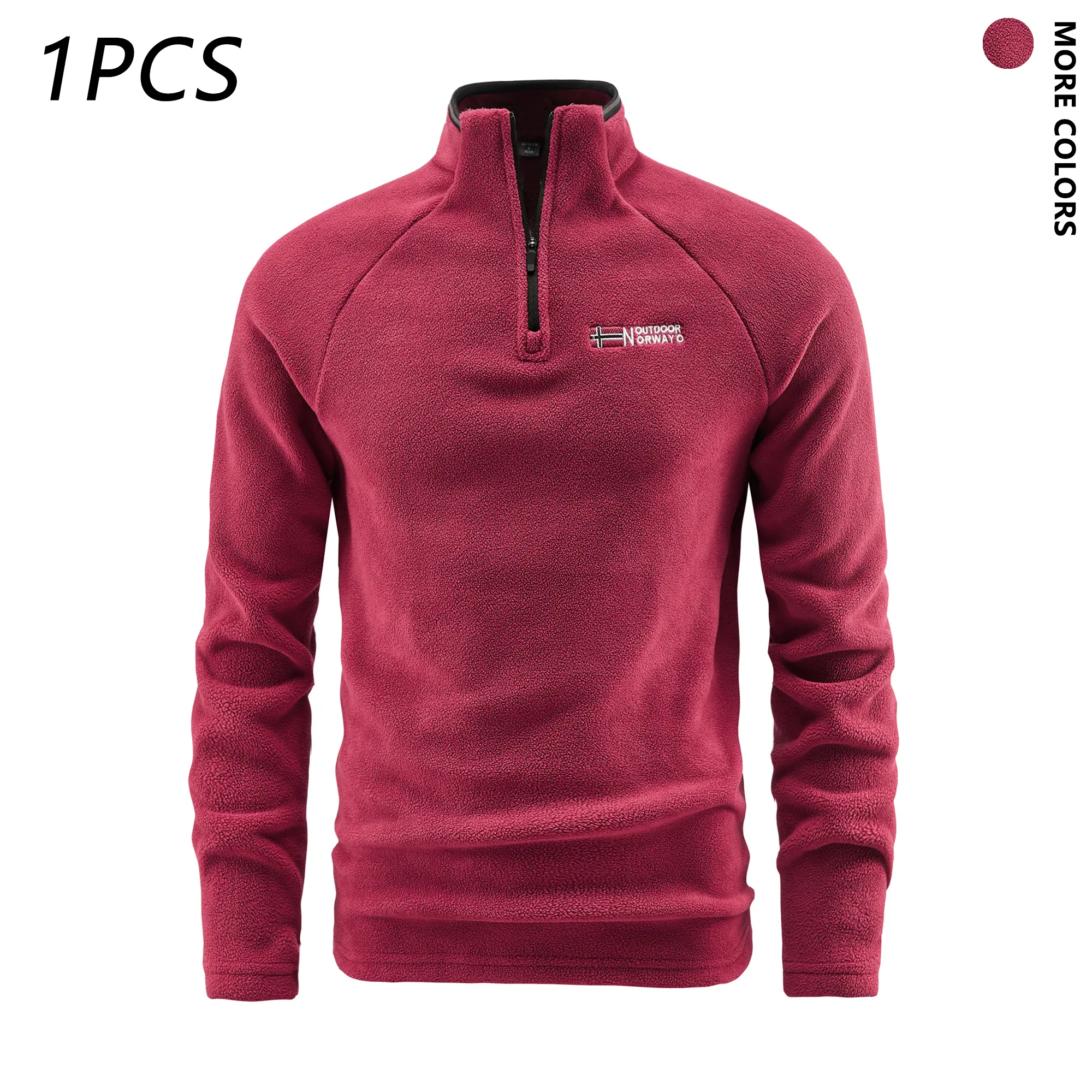 Men’s stand collar long-sleeve sweatshirt for autumn/winter; solid color stylish men’s top featuring a contrasting color design at the neckline with buttons—simple and versatile. Vintage style with khaki patches at the elbows and leather patch details; wa
