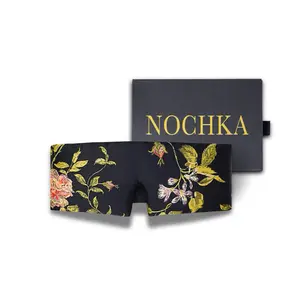 100% Mulberry Silk Eye Mask – Reversible Wild Rose Print & Black – VELCRO, 6A Grade Silk, Handmade Luxury Sleep Aid