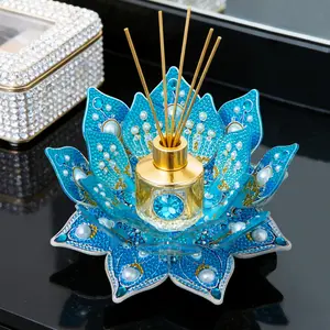 5D Diamond Painting Candlestick, DIY Lotus Shape Art Kit, Acrylic Incense Holder, Home Decor, Party Decoration, Birthday Gift, Craft, Handmade Gifts