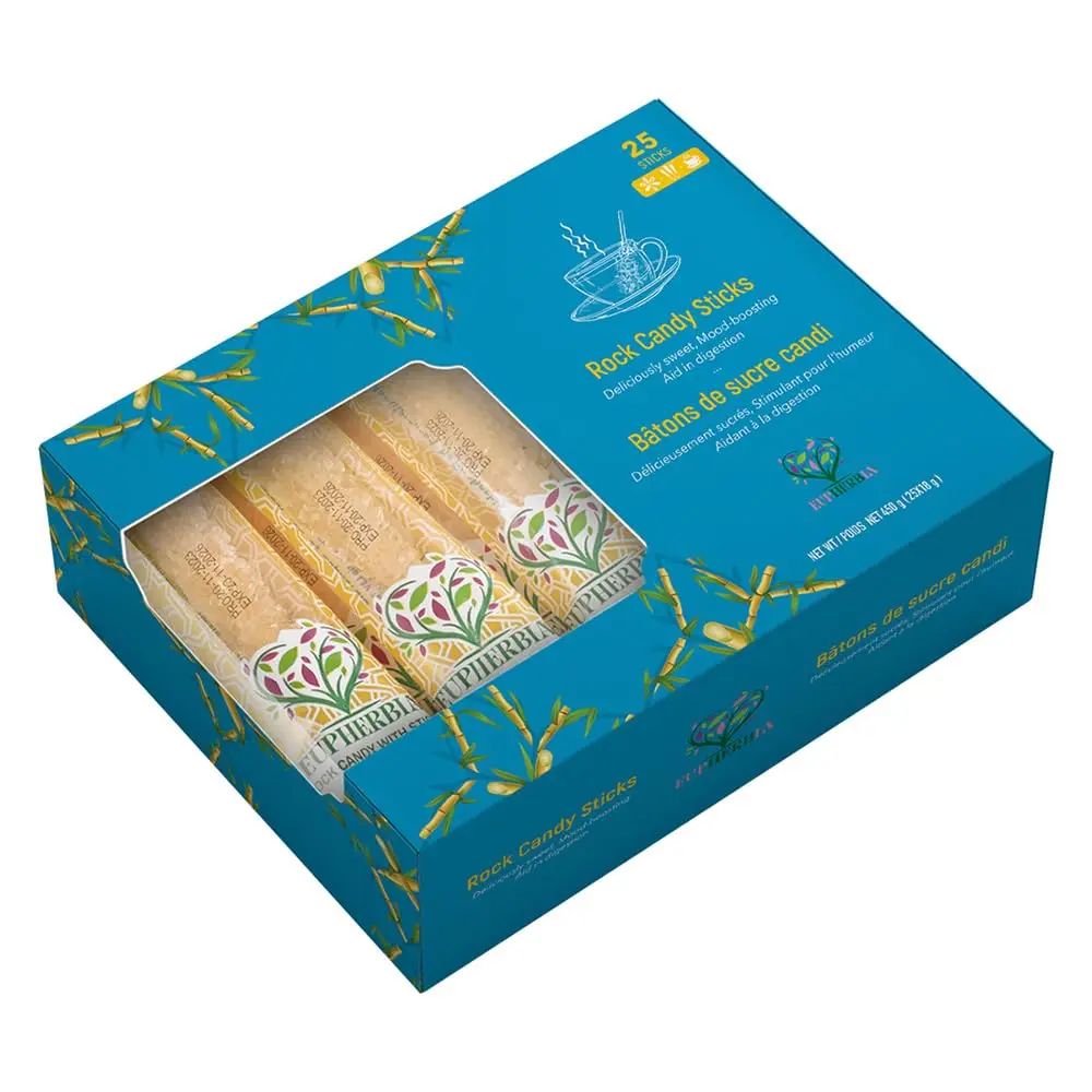 EUPHERBIA Rock Candy Sticks 25 Pack 16 oz Premium Handcrafted Sugar Crystal Sticks (Nabat) for Tea Coffee Milk Hot Drinks Natural Sweetener