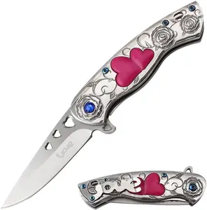 Cupid Heart Ladies Pocket Knife | 7" Spring Assist | LOVE Pocket Clip