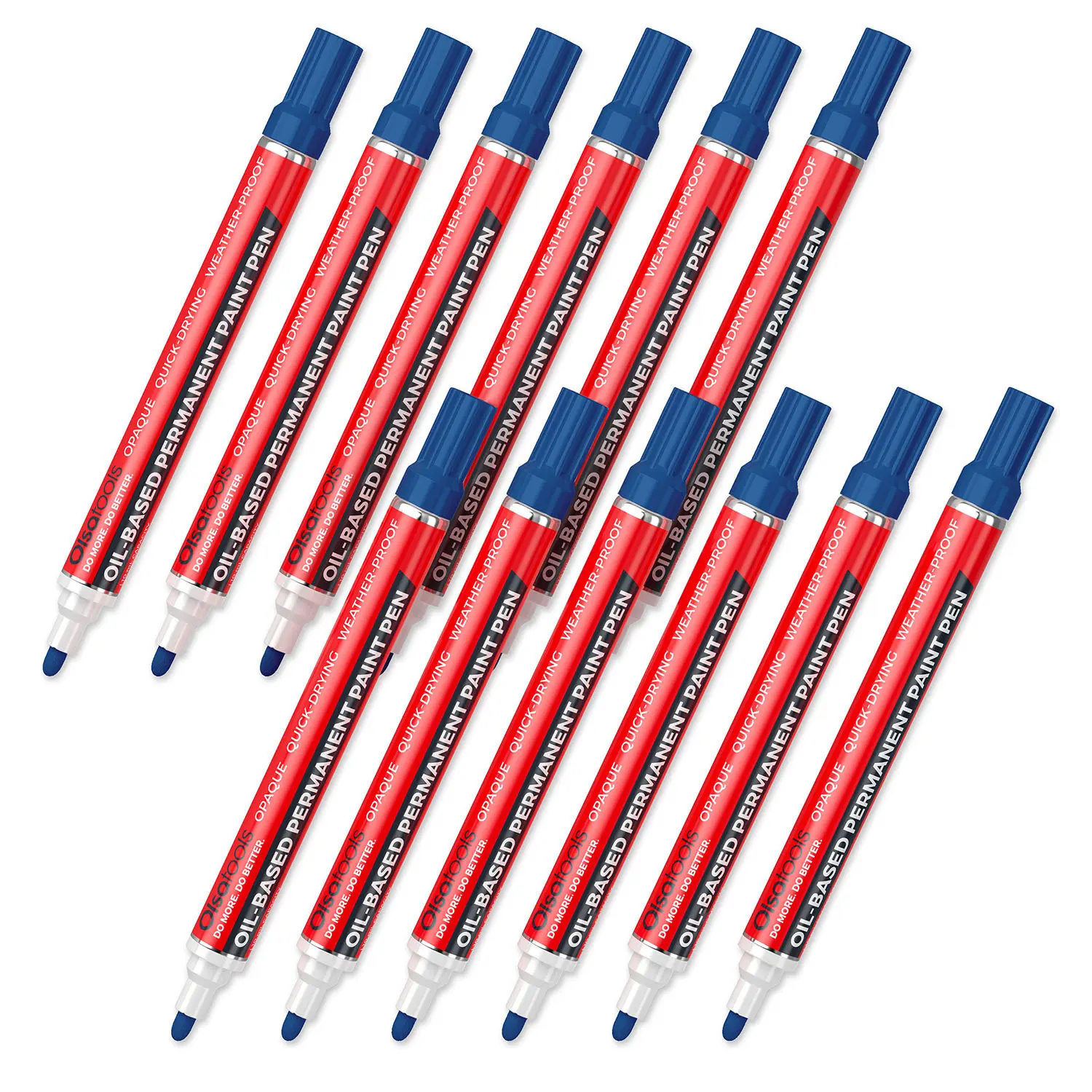 Olsa Tools Paint Pen Markers - Premium Oil-Based Ink Paint Pen Markers - 12 Pack, Quick-Drying, Fade-Resistant, Versatile Markings for Industrial & Creative Use