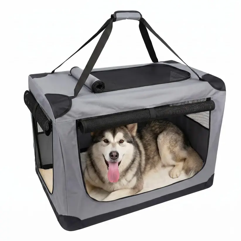 [NEW PRODUCT - FLASH SALE] Garvee 35.8"/ 41.7"  Soft Dog Crate for Car, Foldable Dog Travel Kennel with Soft Pad & Metal Frame, 3-Door Entry, Portable Pet Carrier for Indoor Outdoor Car Use