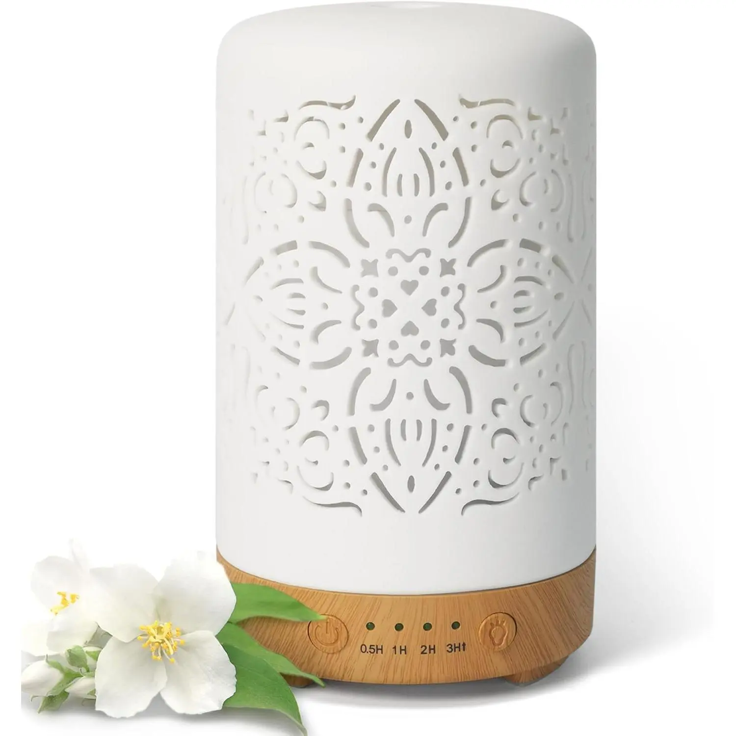 Essential Oil Diffuser White Ceramic Diffuser 100ml Timer Night Light and Auto Shut-Off Function Home Office Humidifier Aromatherapy Machine Suitable for Essential Oils
