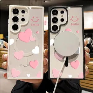 Smiling Pink Love Pattern Premium Magnetic phone case applicable for Samsung Galaxy S25 S24 S23 S22 PLUS ULTRA FE durable shockproof protection Privacy Protection Magnetic Phone Case cute nic natalie reynolds mosnovo  protective case