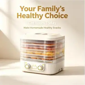 5-Tray Food Dehydrator Machine, Adjustable Temperature & Timer, Electric Fruit Dryer for Jerky, Vegetables, Herbs, Dog Treats, BPA-Free Transparent Trays, Compact Home Use Dehydrator