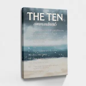 2025 Fall Wall Art, Inspirational Wall Art, Motivational Quote The Ten Commandments, Minimalistic, Classic, Modern Style, Wall Decor Poster for Room, Wood Framed Canvas Painting Photo Ornaments Artwork Gifts 1pc