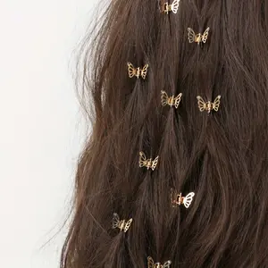 Gold Mini Butterfly Hair Clips, Hairpins, Barrettes, Hair Jewelry for Braids, Claw Clips Strong Hold, Metal Hollow Small Butterfly Hair Accessories for Women Fashion Styling, Hair Clip Set