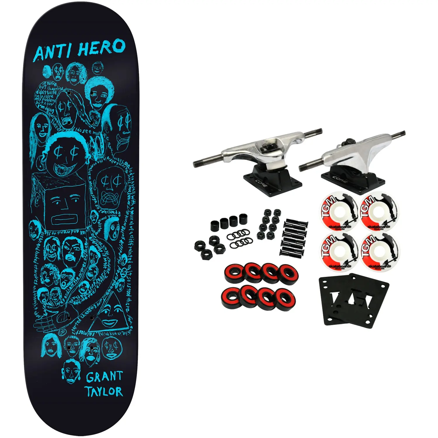 Anti Hero Skateboard Complete Grant Taylor Expressions DBX Black 8.38" x 32.25"