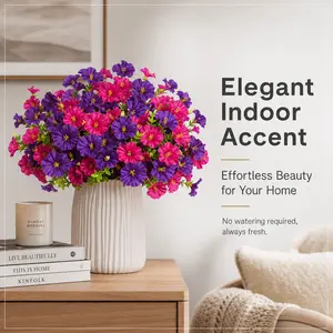 12 Pcs UV-Resistant Artificial Morning Glory Decorative Flowers - All Year Round Outdoor Colorfast, No-Maintenance Home Decor for Balcony, Courtyard, Indoor Tabletop, Ideal for Anniversary, Auspicious Bag Accents