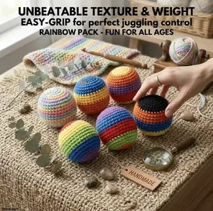 1/6/12 PCS 2026 Upgraded Hand-Made Knitted Hacky Sack, Assorted Multicolored Geometric Pattern Footbags, Ready-to-Use Juggling Balls for Adult Beginners
