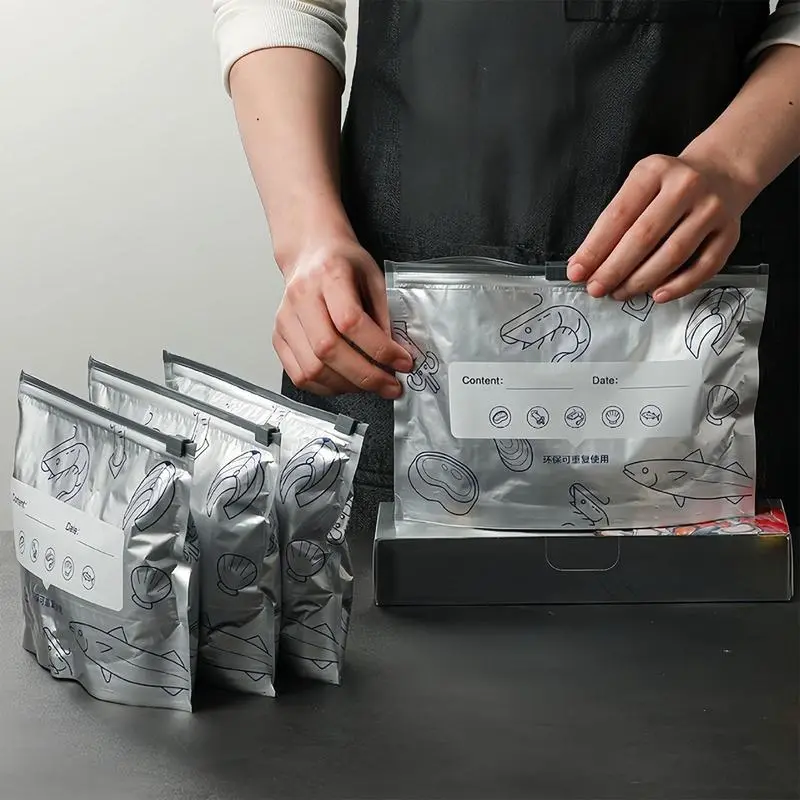 30-Pack Premium Food-Safe Aluminum Foil Zip Lock Vacuum Seal Storage Bags - Thick, Airtight, Insulated, Reusable, Stand-Up, Label-Enabled, Gusseted for Extra Capacity, Ideal for Fruit Freshness & Packaged Storage Needs, Zip Lock Storage Bags