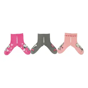 Peanuts Ladies' Set of 3 Valentine's Snoopy Ribbed Crew Socks