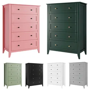 Gaomon-Space-Saving 5 Drawer Dresser, Vertical Wooden Storage Organizer, Large Deep Drawer Space, Metal Hardware Knobs, multiple available hues, designed for Bedroom, Entryway, Hallway and kids bedroom furnishing