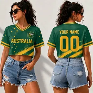 Custom Au Crop Jersey, Personalized Au Soccer Shirt, Women's Flag Crop Top, Custom Name Number Football Tee