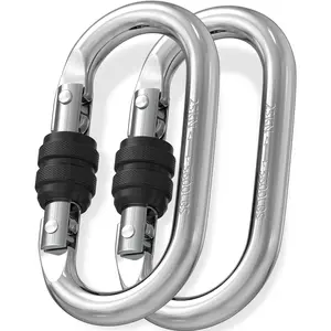 Heavy Duty - 4.3 Inch Locking Carabiner Clip, Large &  Sizes, Steel Oval Carabiner, Hammock Hooks