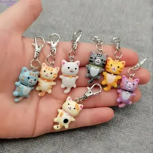 Cute Cat Design Keychain Set, Cartoon Animal Keyring for Women, Men's Accessories, Fashion Bag Charm, Car Key Decoration, Stylish Kawaii Fashion Accessory