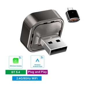 2-In-1 Wireless Carplay Dongle & Android Auto Adapter, Ai Smart Box for Enhanced Car Infotainment System, Compatible with Wired Carplay