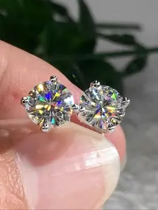 Artificial Zircon Decorated Stud Earrings, Fashionable Jewelry for Women & Girls, Trendy All-match & Exquisite Jewelry for Birthday Gift, Solitaire Earrings