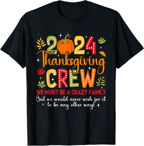 2024 Thanksgiving Crew Autumn Pumpkin Turkey Family Matching T-Shirt - 86B0DB1YGWS1