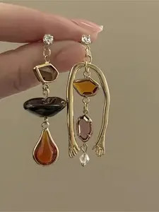 Elegant Asymmetrical Pierced Dangle Earrings for Women, Stylish Statement Jewelry Accessory, Perfect for Daily Wear & Special Occasions