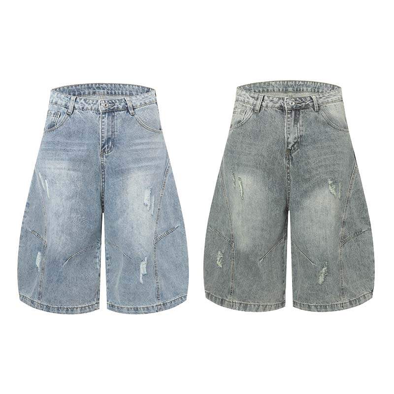Noctra Distressed Washed Short Denim Culottes
