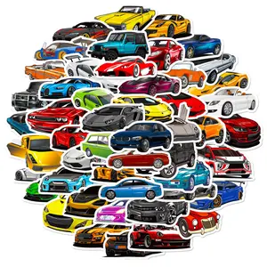 50 modified cartoon supercar racing car graffiti cartoon stickers Automotive Decals for boys