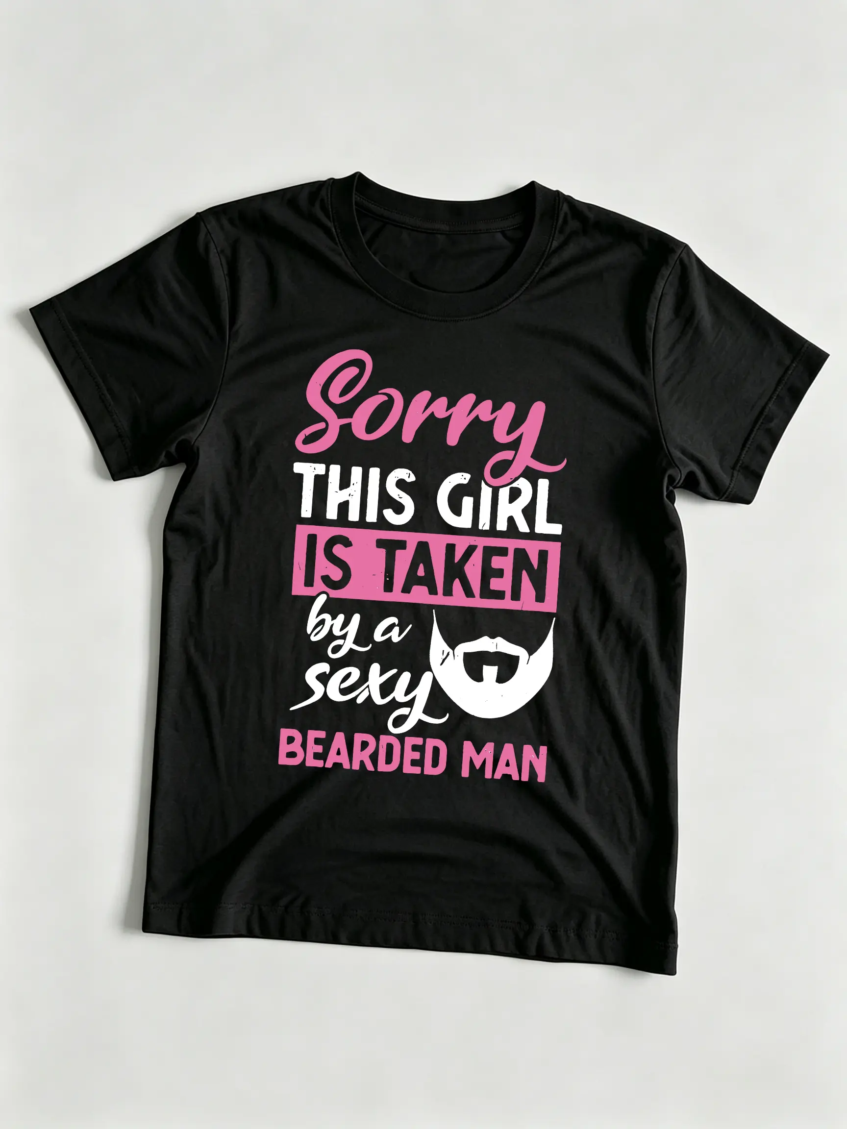 Sorry This Is Taken by a Sexy Bearded for Man T-Shirt - Funny Couples Graphic Tee, Heavyweight 220GSM Pure Crewneck Shirt for Men & Women, Funny Marriage Humor Gift for Bearded Guys & - Casual Casual Attire