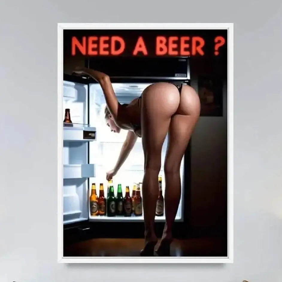 Beer Lover Funny Woman Art Poster For Bar Home And Office Unique Gift Unframed Poster