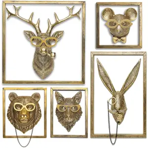 Antique Copper Color Animal Statue Pendant, Inner Wall Decor Resin Craftsmanship, Home Decoration Accessory, Unique Gift Idea