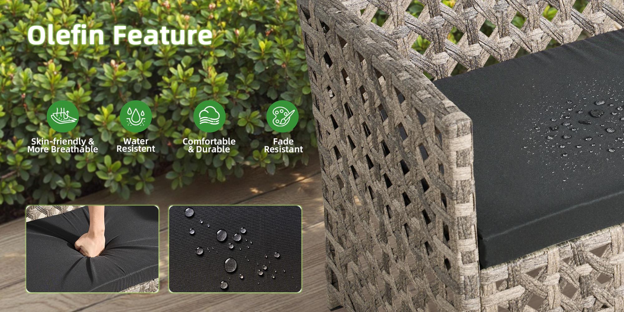 4-Piece Patio Conversation Sofa Set–Outdoor Sectional Wicker Furniture with Coffee Table, Perfect for Garden,Yard, Pool, High Backrest&Thicker Cushion, All-Weather Waterproof, Affordable Loveseat