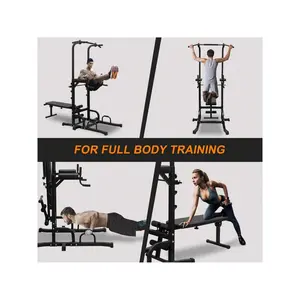 outstanding quality  Merax Power Tower Dip Station With Bench Pull Up Bar Stand Adjustable Height Heavy Duty Multi Function Fiess Training Equipment For Home Office Gym