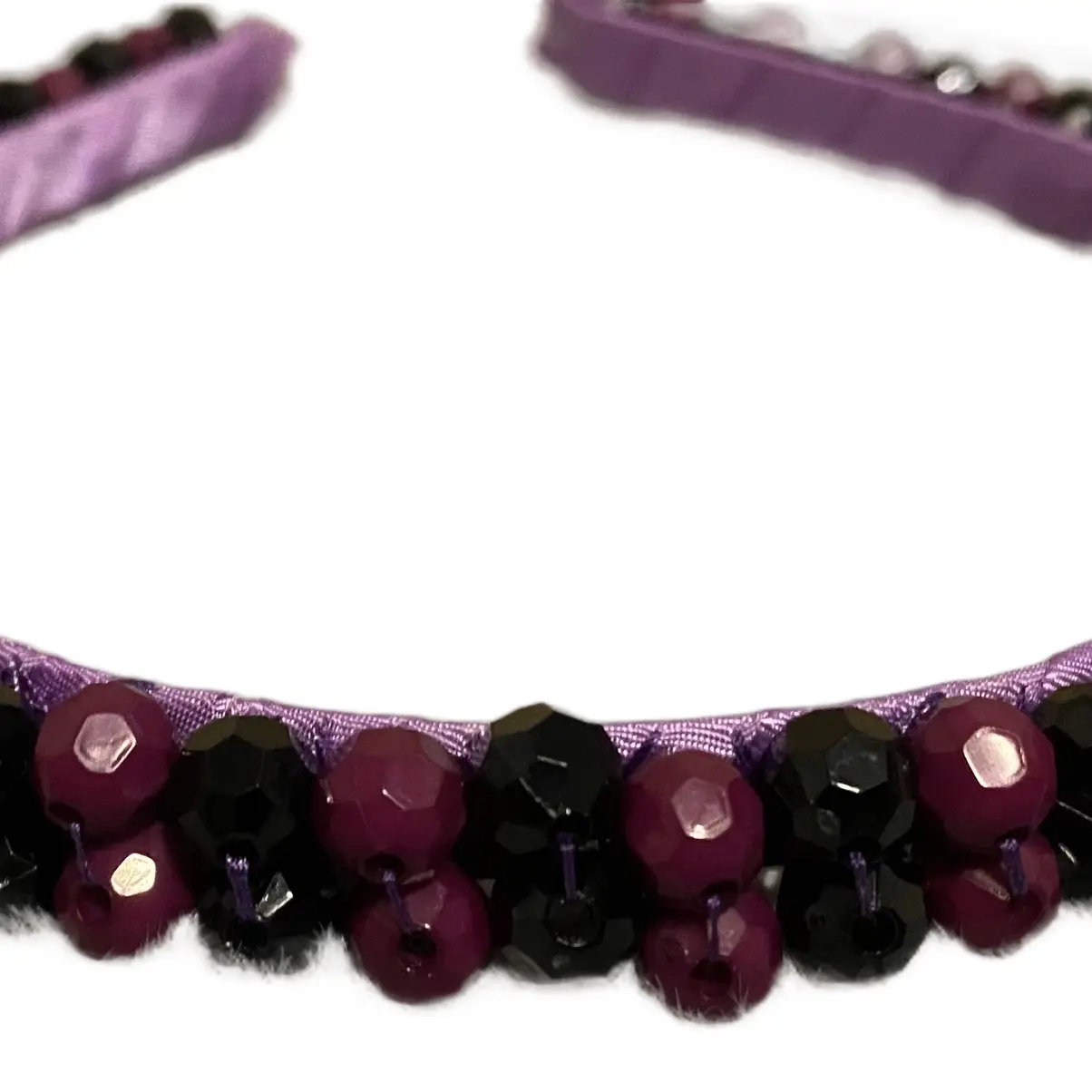 Purple and Black Beaded Headband for Women - Fashion Hair Accessory