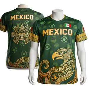 Mexican Aztec Eagle Football Shirt | Men's All Over Print V-Neck Soccer Jersey, Tribal Calendar Graphic Sports Tee, Casual Wear Soccer Gift