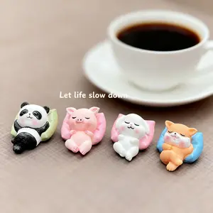 4 Cute Resin Sleeping Animal Decoration Figurines (Panda, Pig, Rabbit, Dog) for bookshelves, desktops, offices, computer desks, coffee tables & car Decor | Perfect Graduation Gifts outdoorfun