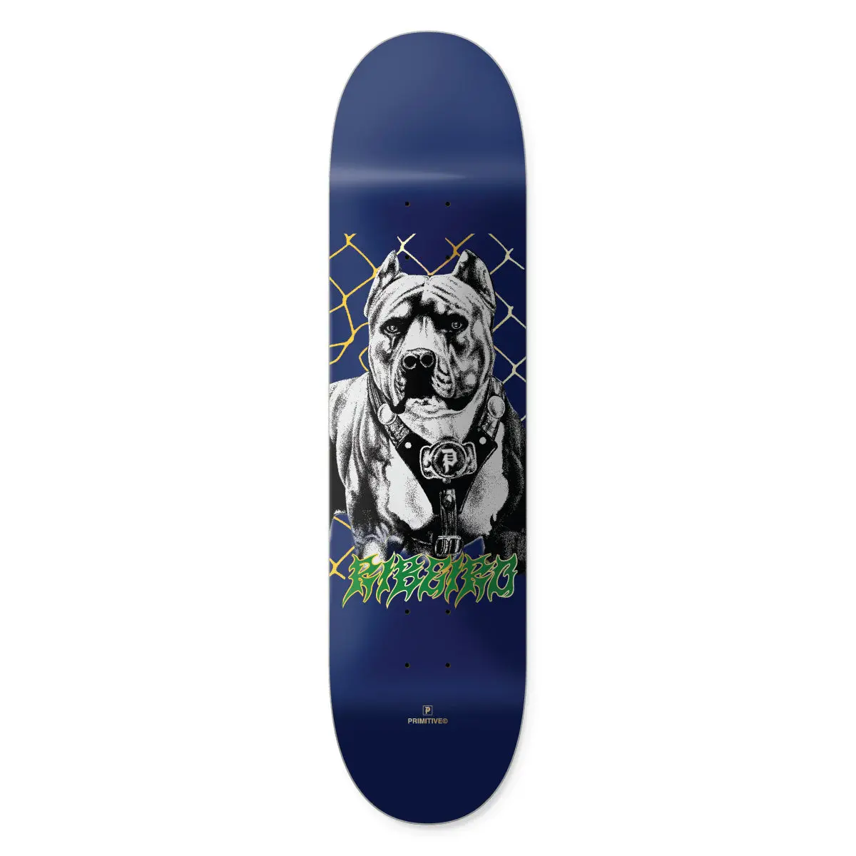 Primitive Skateboarding Ribiero Vick Pro Skateboard Deck, 8.38" x 31.88", 7 Ply Maple, Medium Concave with Gold Foil Digital Print, 31.88 Inches, North American Hard Rock Maple, 8.38” X 31.88” X 14.18”